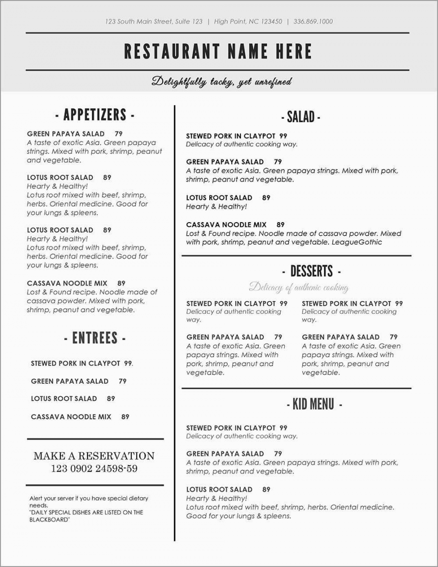 Lovely Free Catering Menu Templates For Microsoft Word Best Of