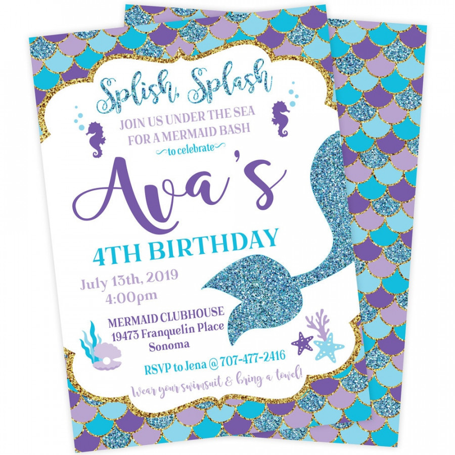 Mermaid Birthday Party Invitation Under the Sea Little - Etsy