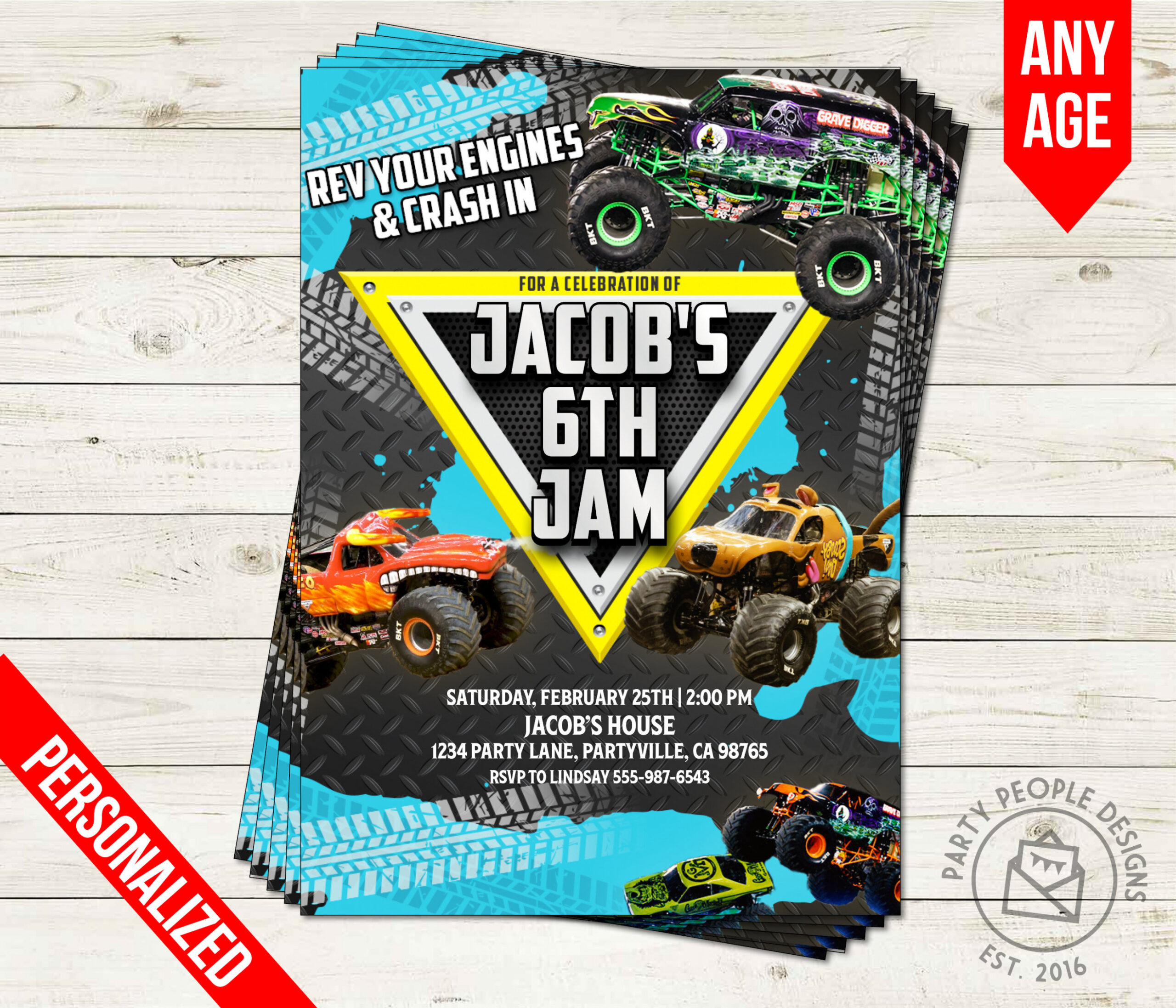 Monster Truck Birthday Invitation Monster Jam Invite Monster - Etsy