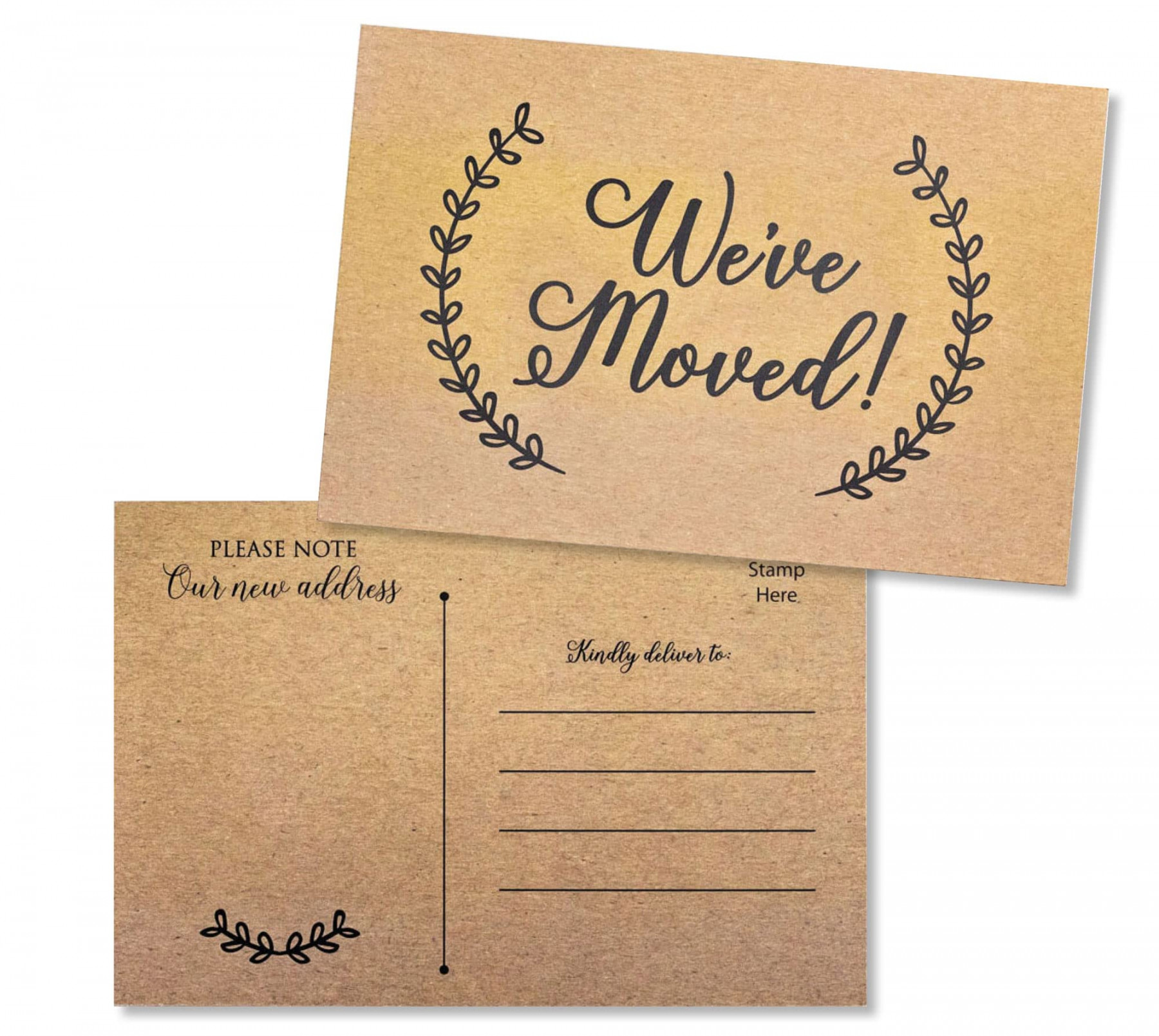 Movable Announcement Postcards - Fill Blank Address Change - Rustic  Kraft Paper We