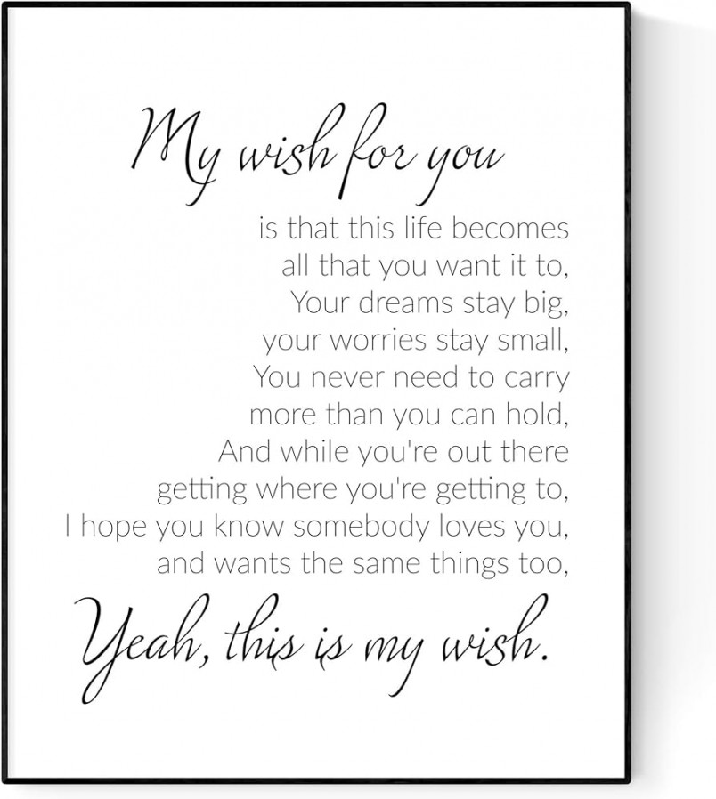 My Wish for You Liedtext-Poster  Rascal Flatts  Musik Kunstdruck x  weiß / schwarz