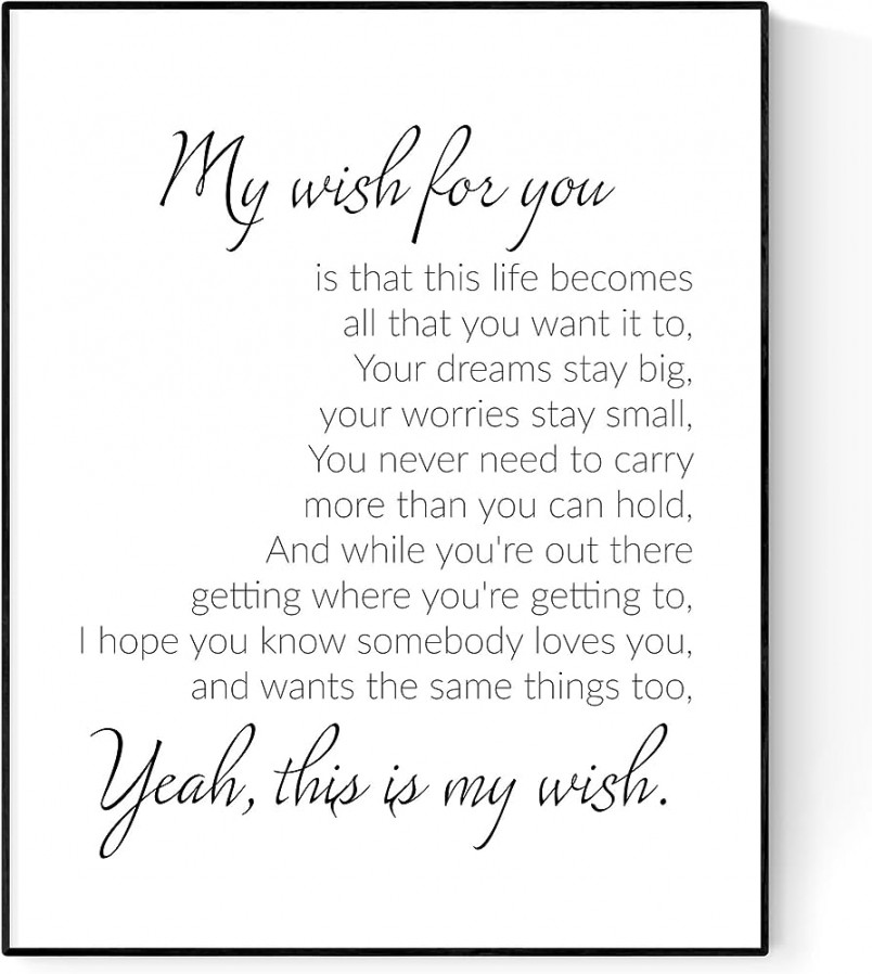 My Wish for You Liedtext-Poster  Rascal Flatts  Musik Kunstdruck x  weiß / schwarz