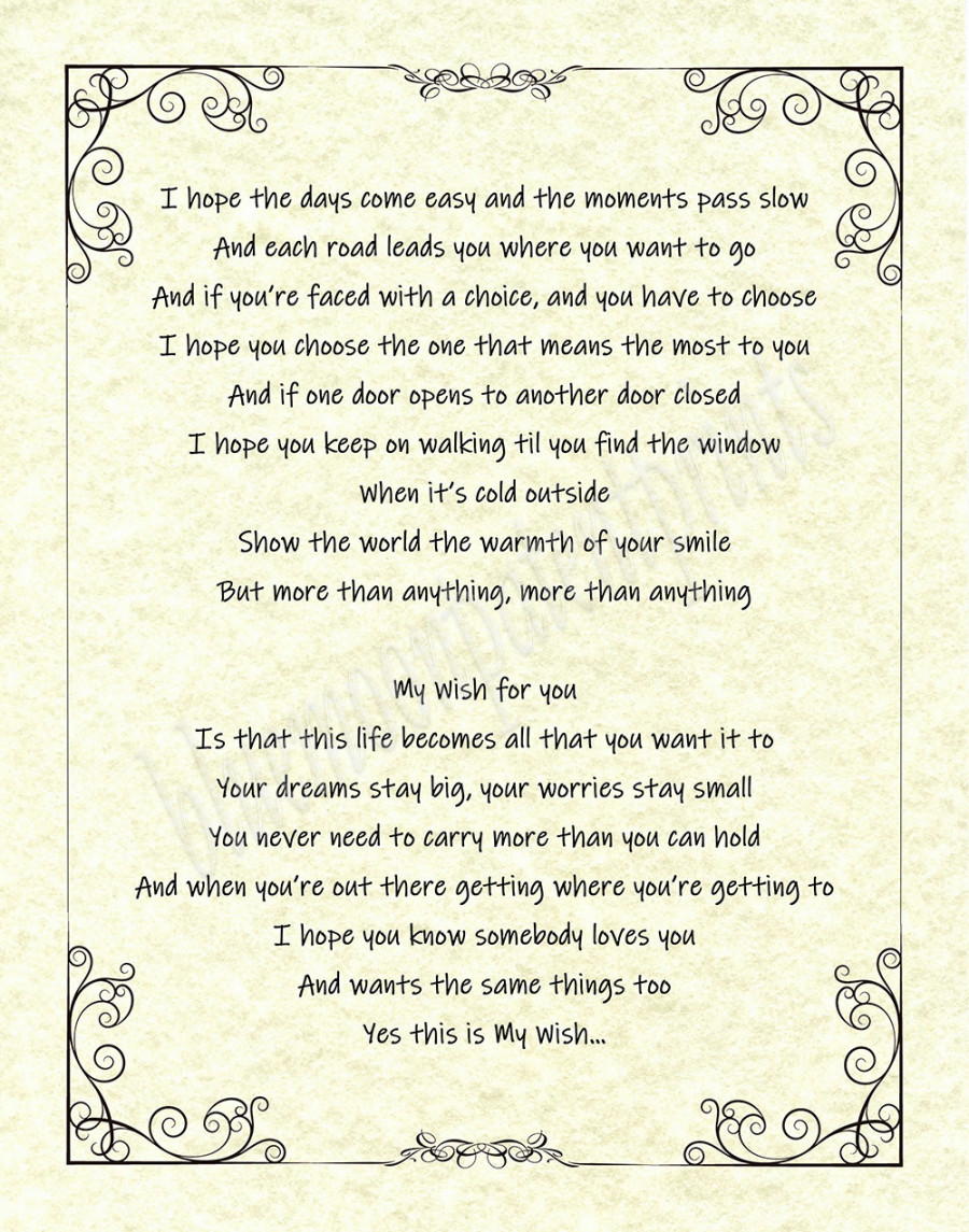 My Wish For You Lyrics Kunstdruck Rascal Flatts Song Lyrics - Etsy