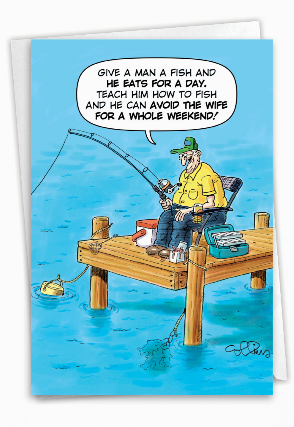 Old Fisherman Joke: Funny Birthday Father Paper Greeting Card