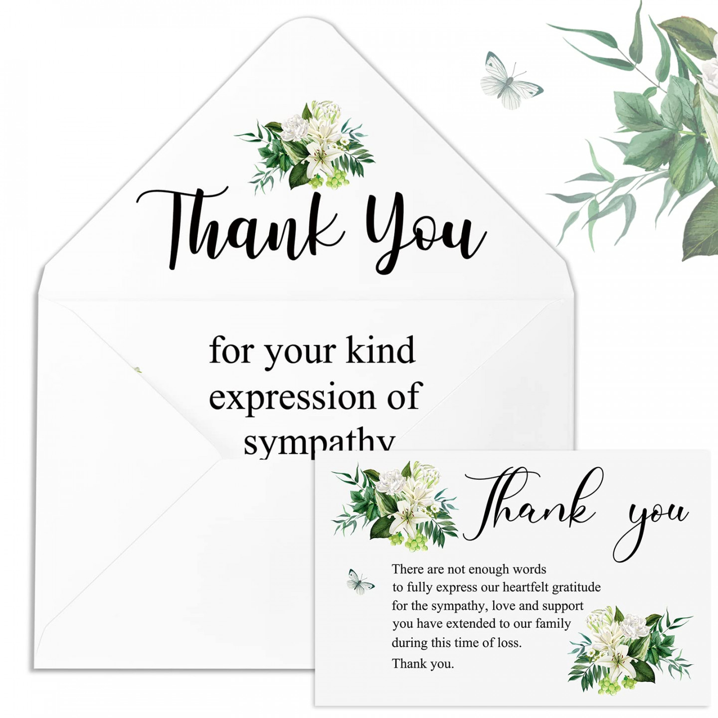 Pack of  Thank You Cards Sympathy Cards Funeral Thank You Cards with  Envelopes Memorial Card SympaSee more Pack of  Thank You Cards Sympathy