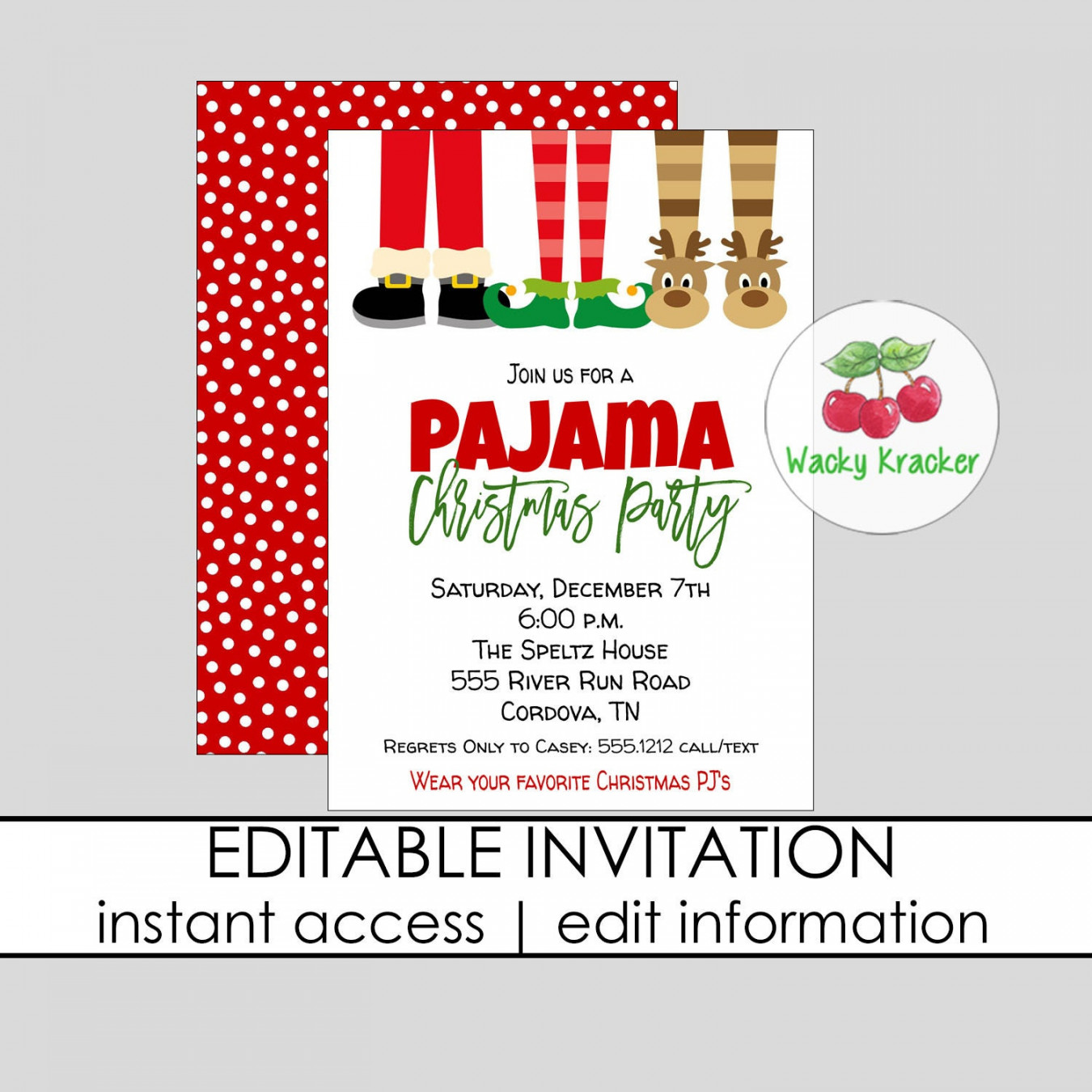 Pajama Christmas Party Invitation PJ Holiday Party Christmas - Etsy