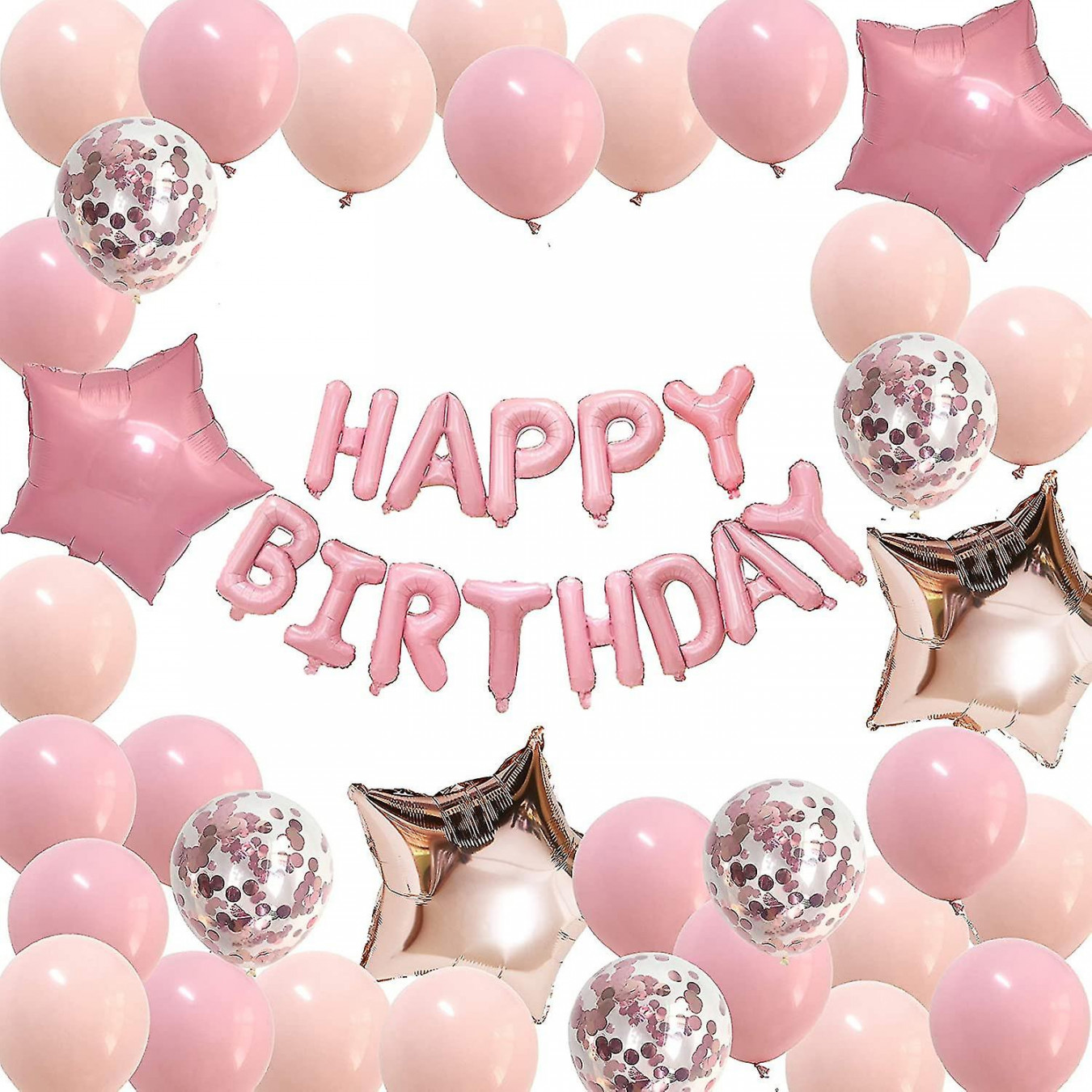 Party Balloons-happy Birthday Balloons Pink-birthday Decoration Light Pink  Aluminum Foil Letter Balloon Banner Birthday Party Decoration Supplies