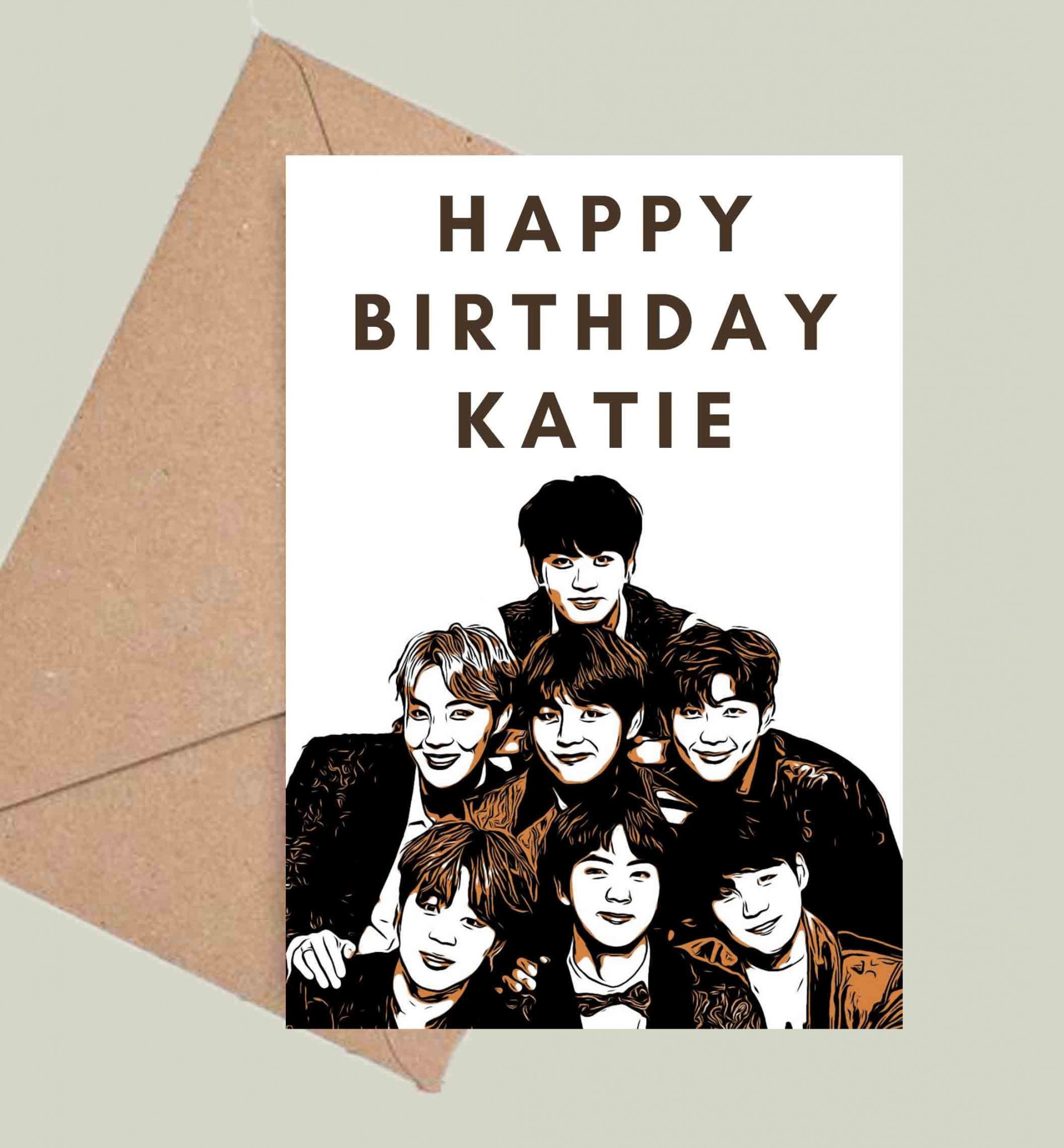 Personalised BTS Birthday Card Jin Suga J-Hope RM Jimin - Etsy