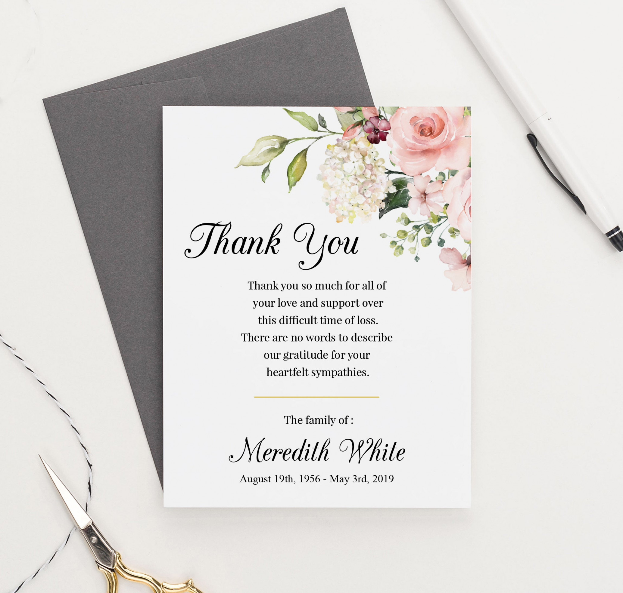 Personalized Funeral Thank You Cards  Fast Shipping + High