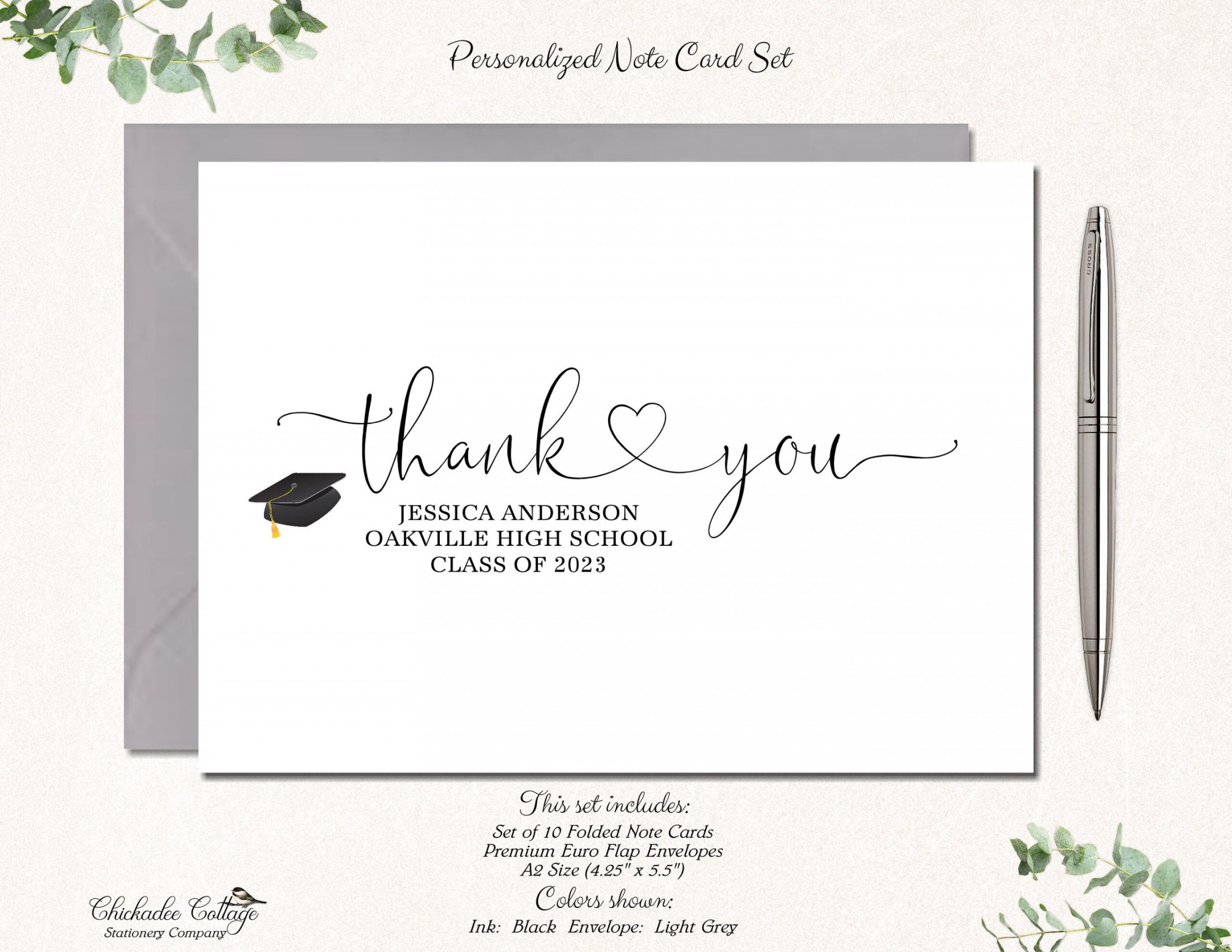 Personalized Graduation Thank You Cards Set of  High School