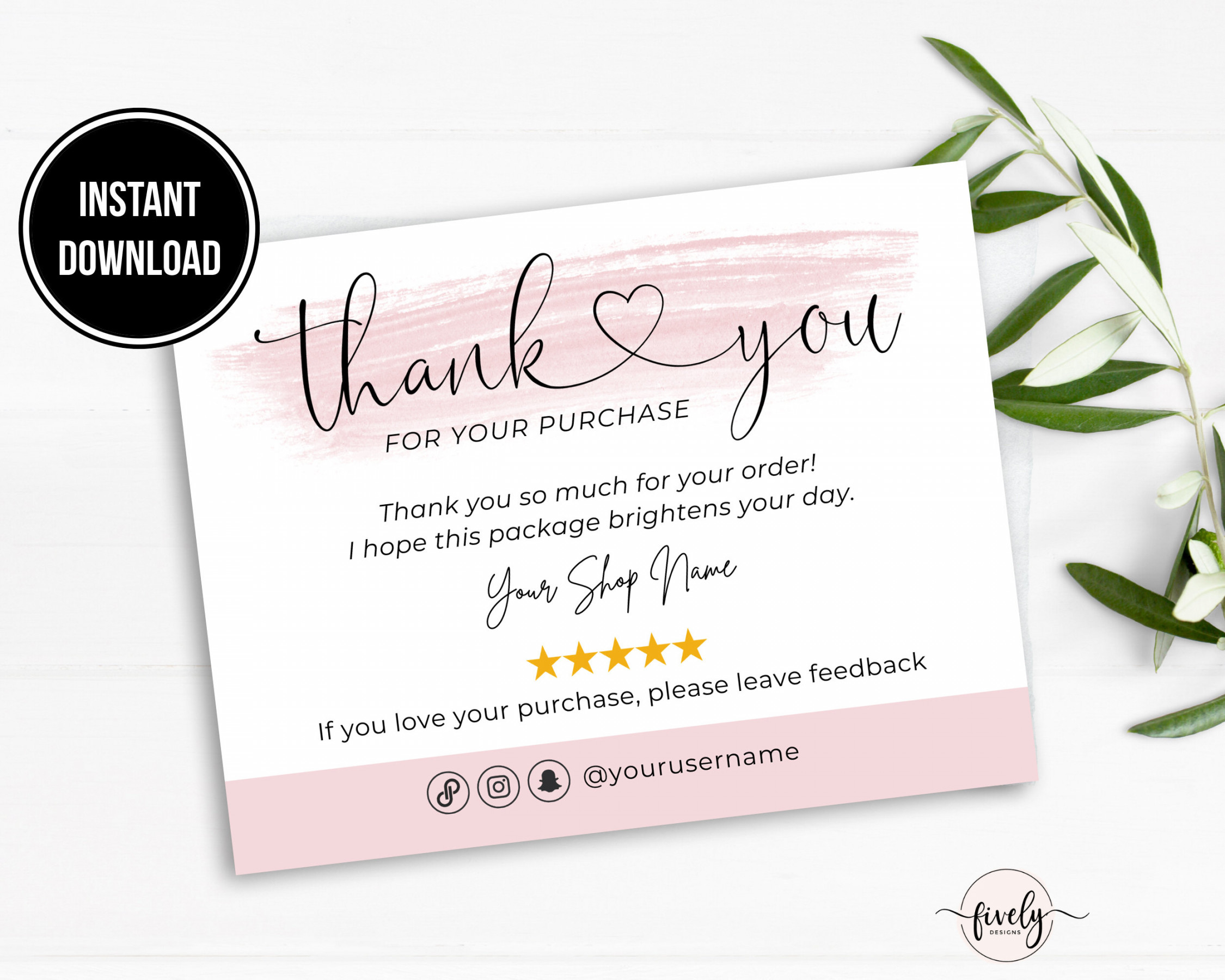 Poshmark Thank You Card Template Business Thank You Note - Etsy