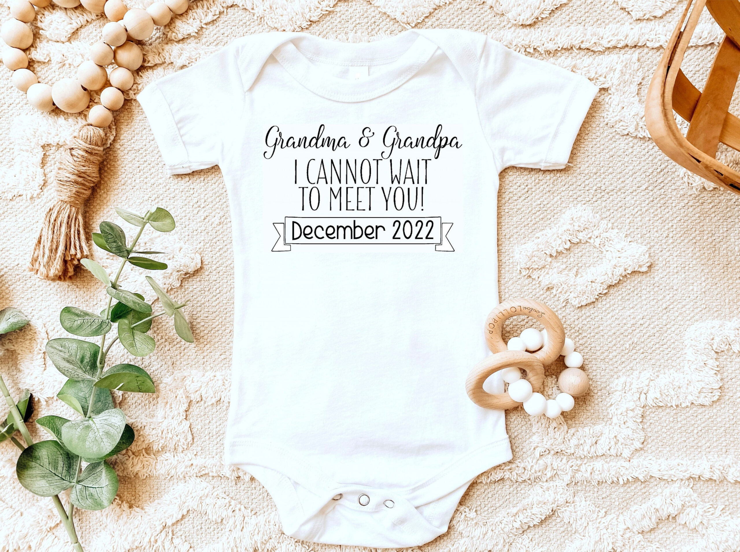 Pregnancy Announcement  Grandma and Grandpa I cannot wait to meet you   Nana Papa  Grandparents  Pregnant  One Piece Bodysuit T-Shirt