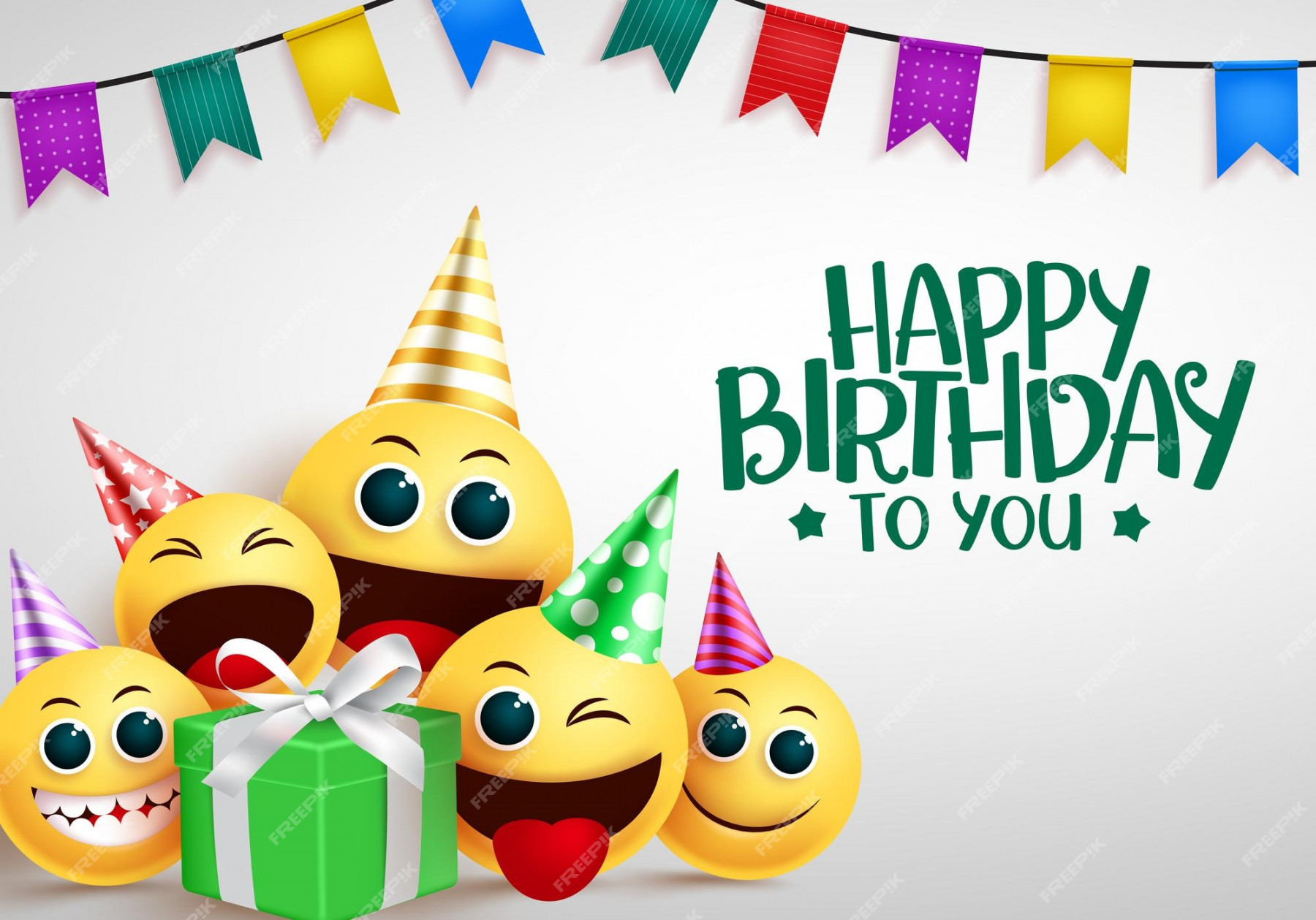 Premium Vector  Happy birthday emoji vector greeting design happy