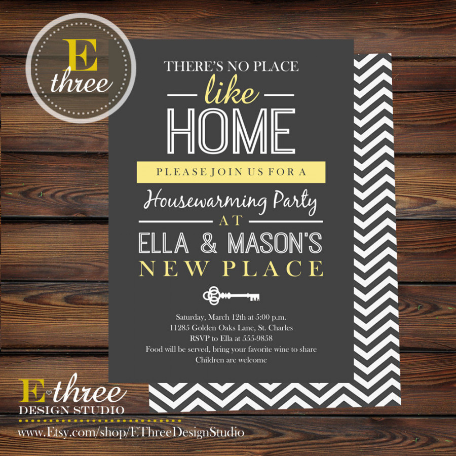 Printable Housewarming Party Invitation - Gray and Yellow Invitation -  Modern House Party Invitation — E-Three Design Studio