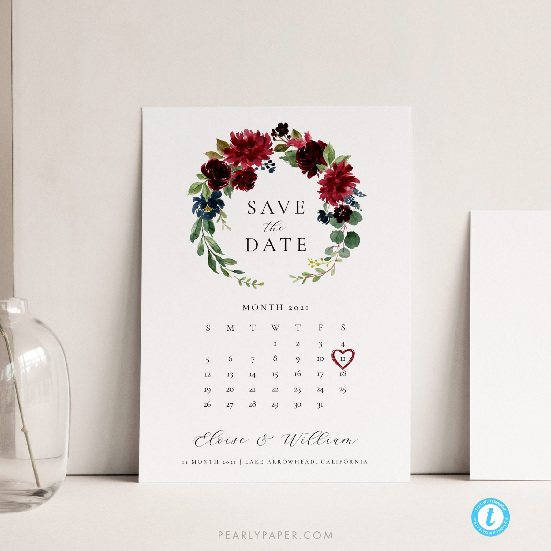 Printable Save the Date Template Calendar save our date - Etsy