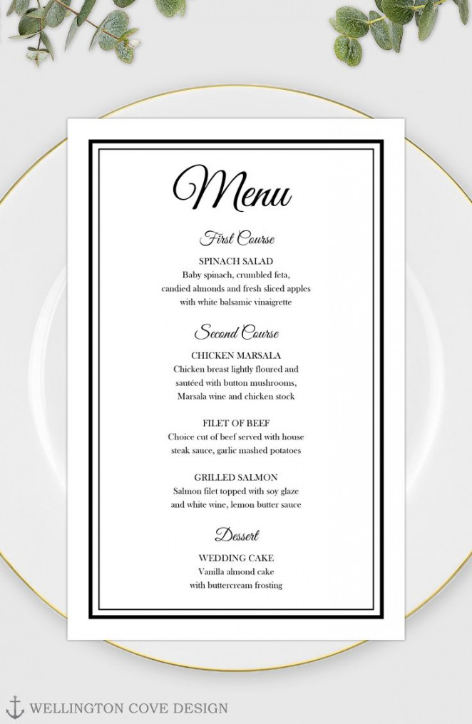 Printable Wedding Menu Template for Microsoft Word Elegant - Etsy