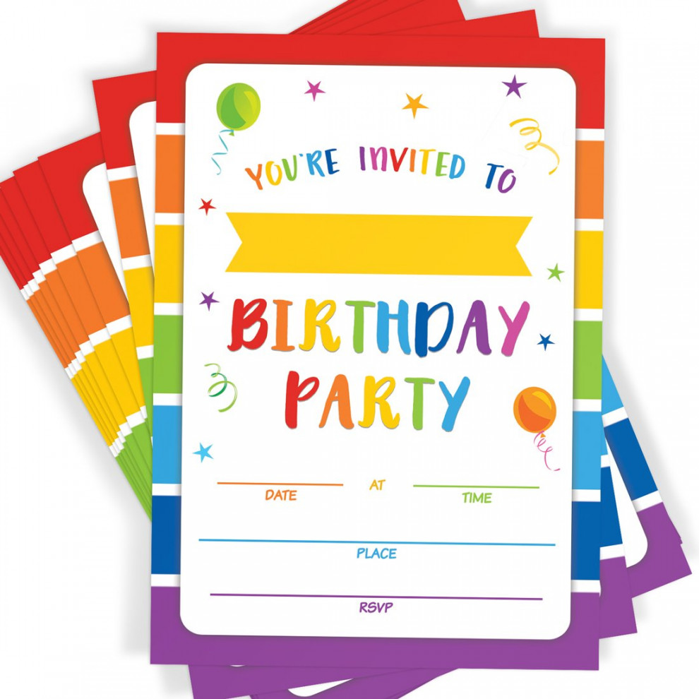 Printed Party Birthday Party Invitations   Invitations and Envelopes   Rainbow Party Invites Ideas and Supplies