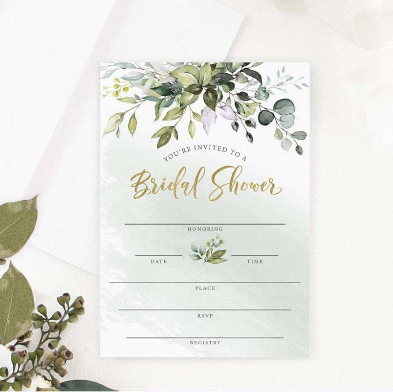 Printed Party  x Green Bridal Shower Invitations & Envelopes