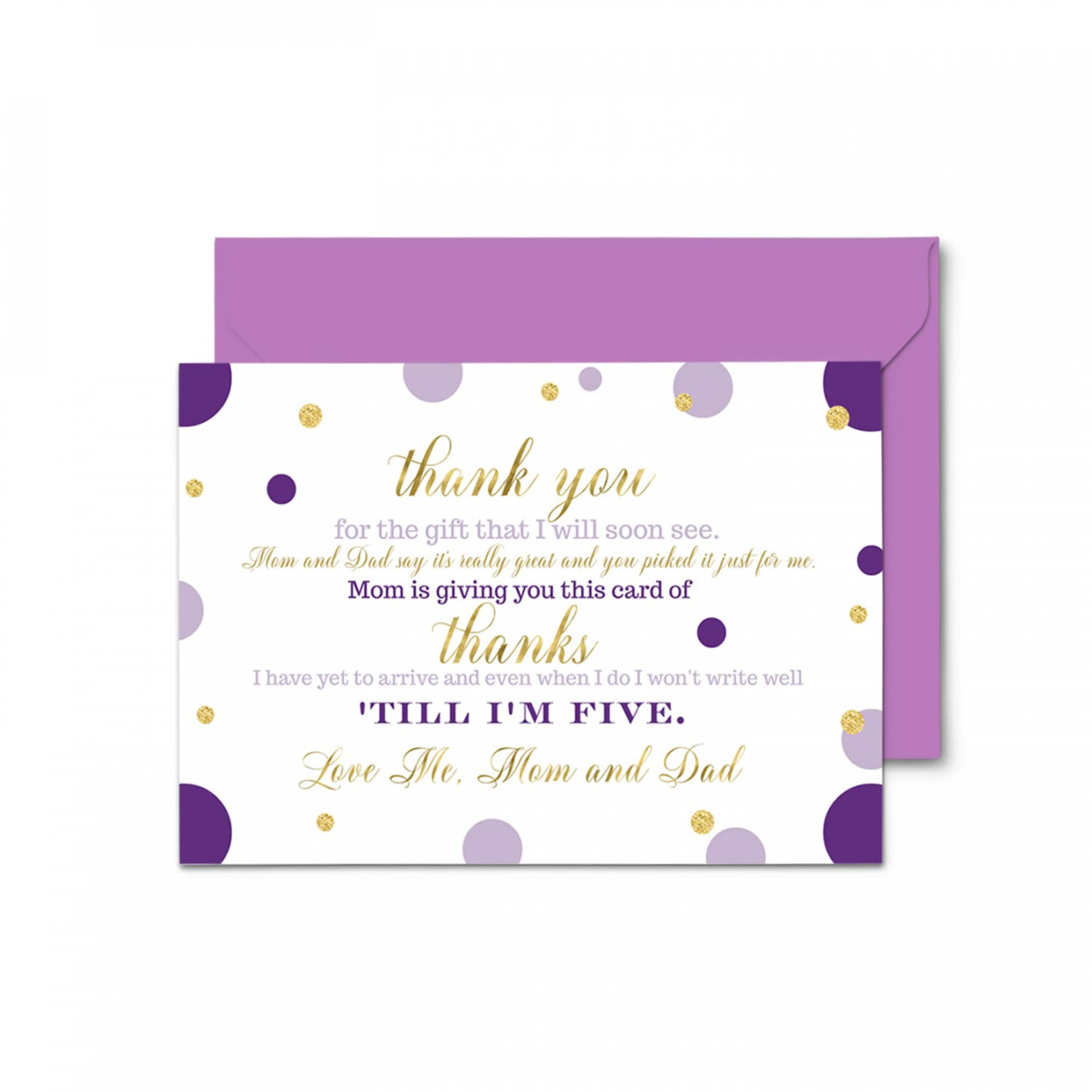 Purple and Gold Baby Shower Thank You Cards with Envelopes ( Pack)