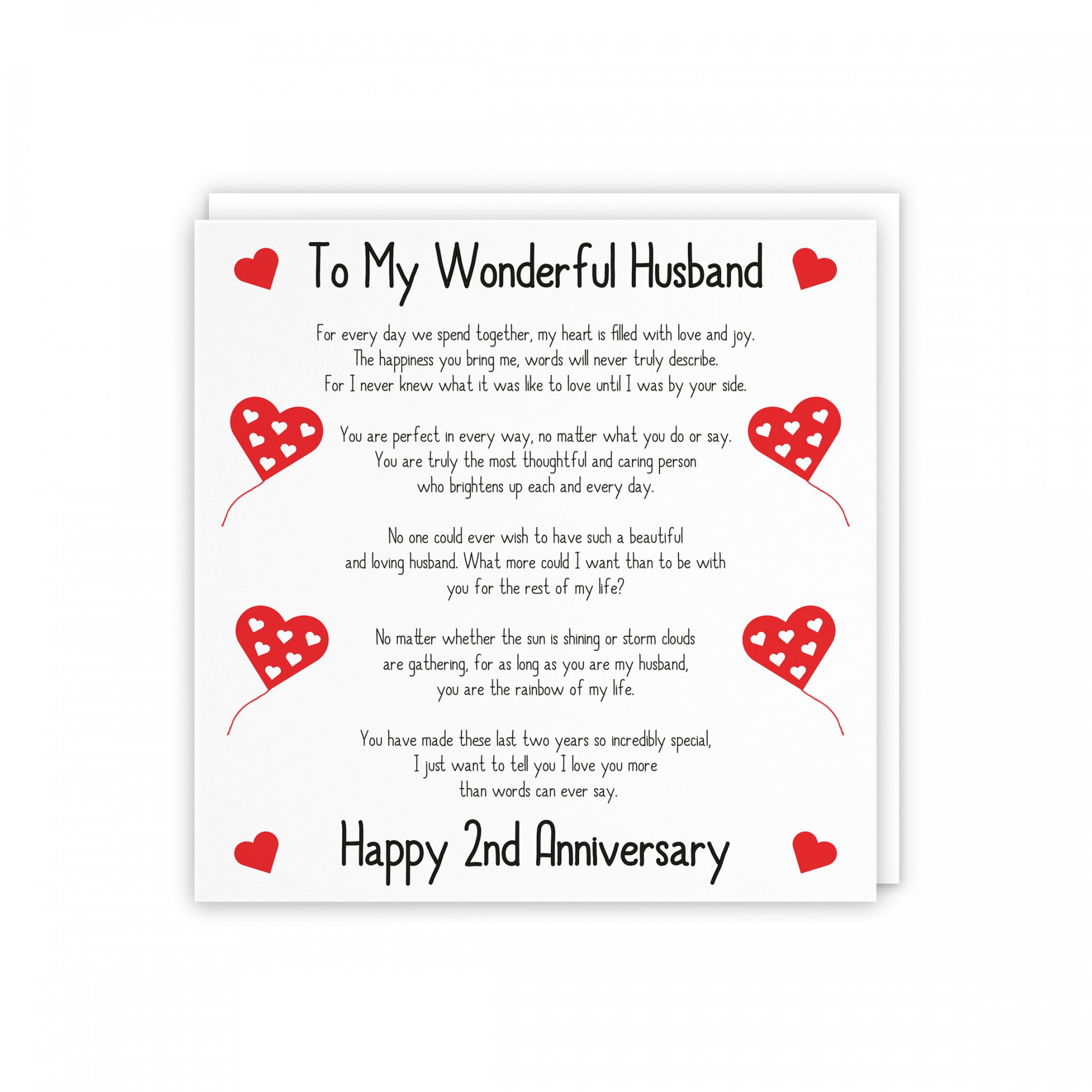 Romantic Husband nd Wedding Anniversary Love Verse Card - To My Wonderful  Husband - Happy nd Anniversary - Romantic Verses Collection