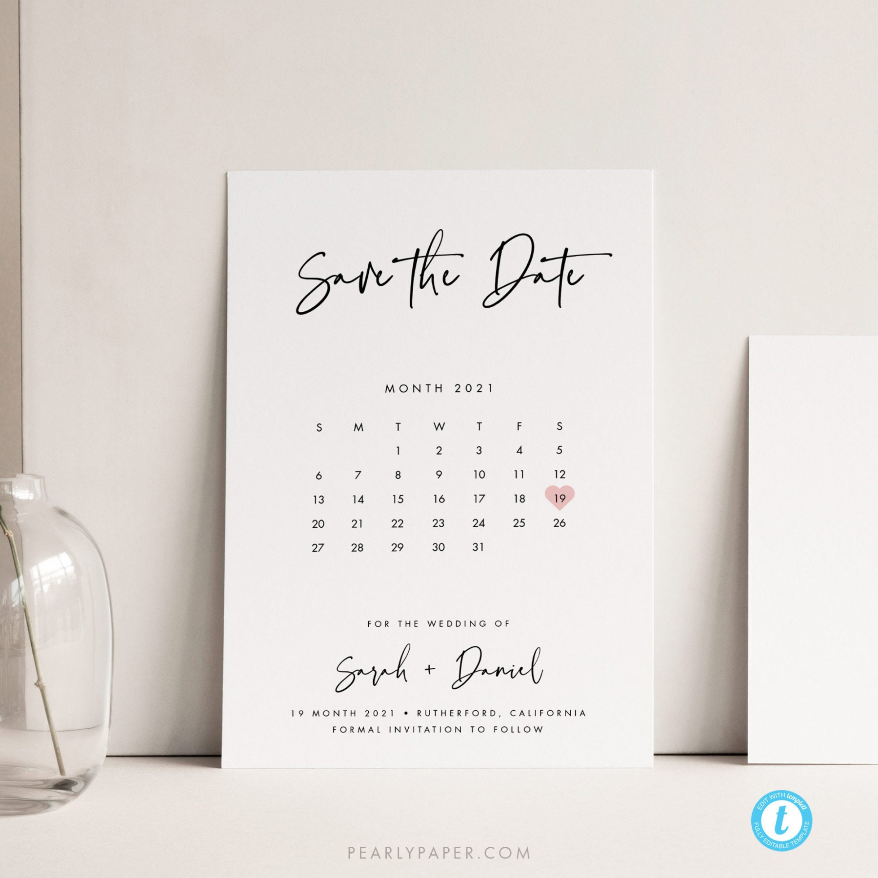 Save the Date Template Calendar Wedding Printable save our - Etsy