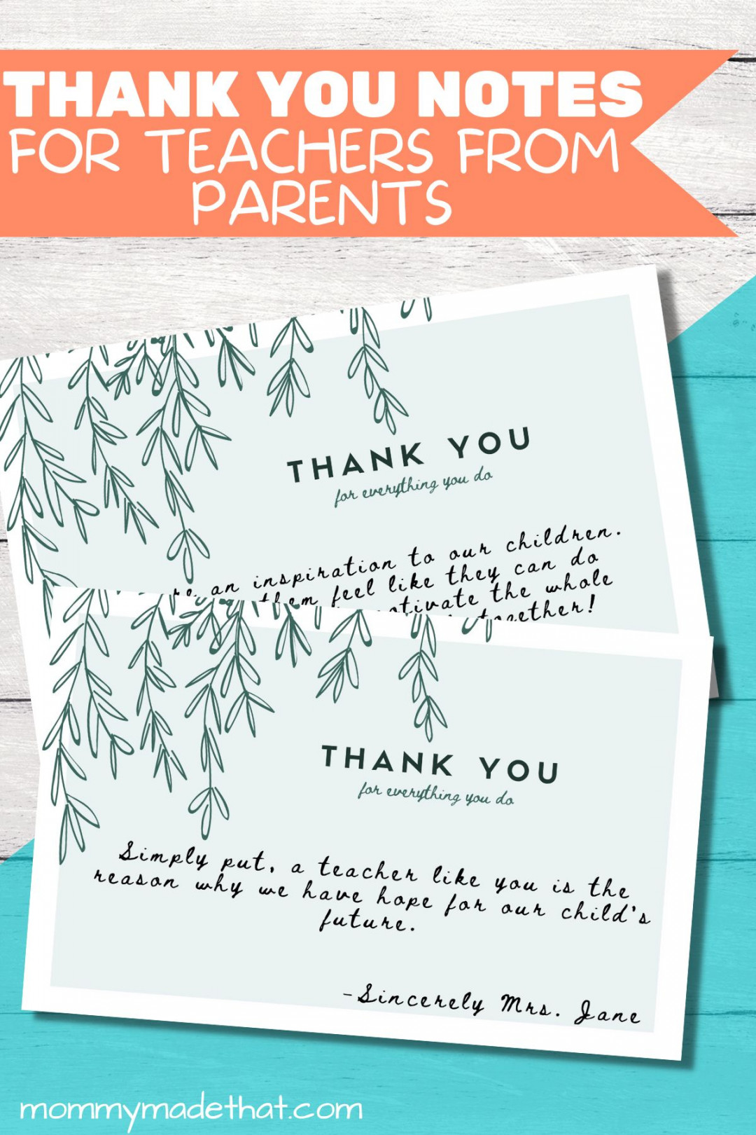 Short and Thoughtful Teacher Thank you Notes From Parents (+Free