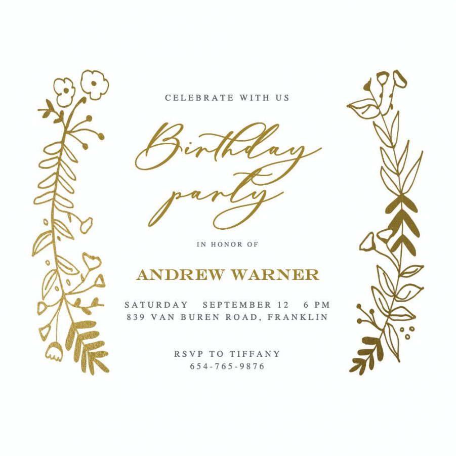 Side By Side Gold - Birthday Invitation Template (Free