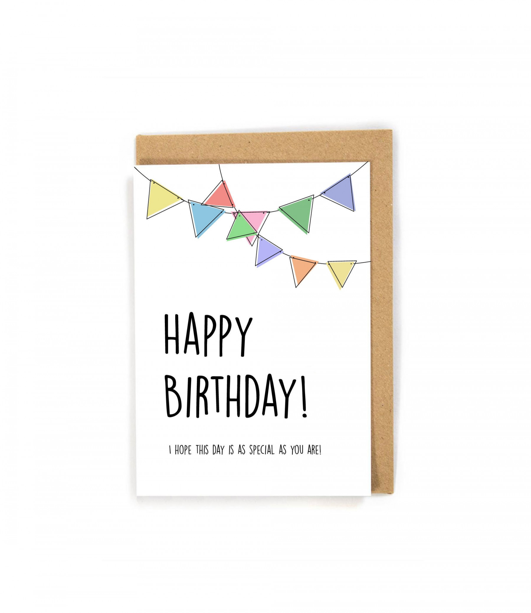 Simple Birthday Card - Banners, Happy Birthday, Cute and Simple; Custom