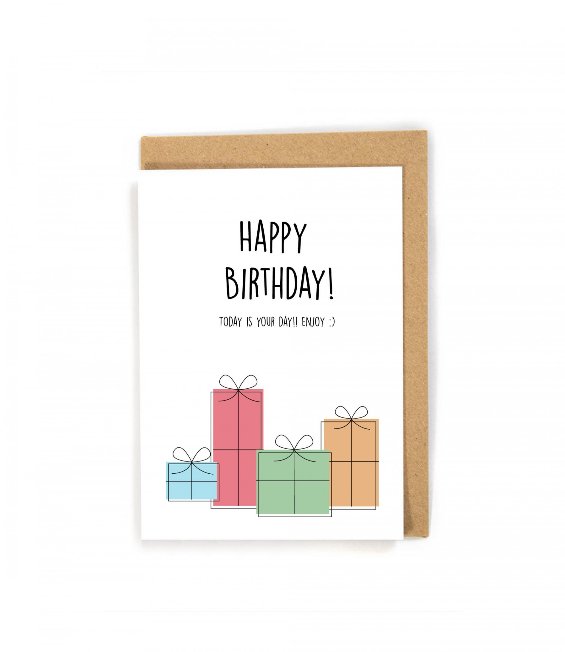 Simple Birthday Cards - Presents, Happy Birthday, Cute and Simple; Custom