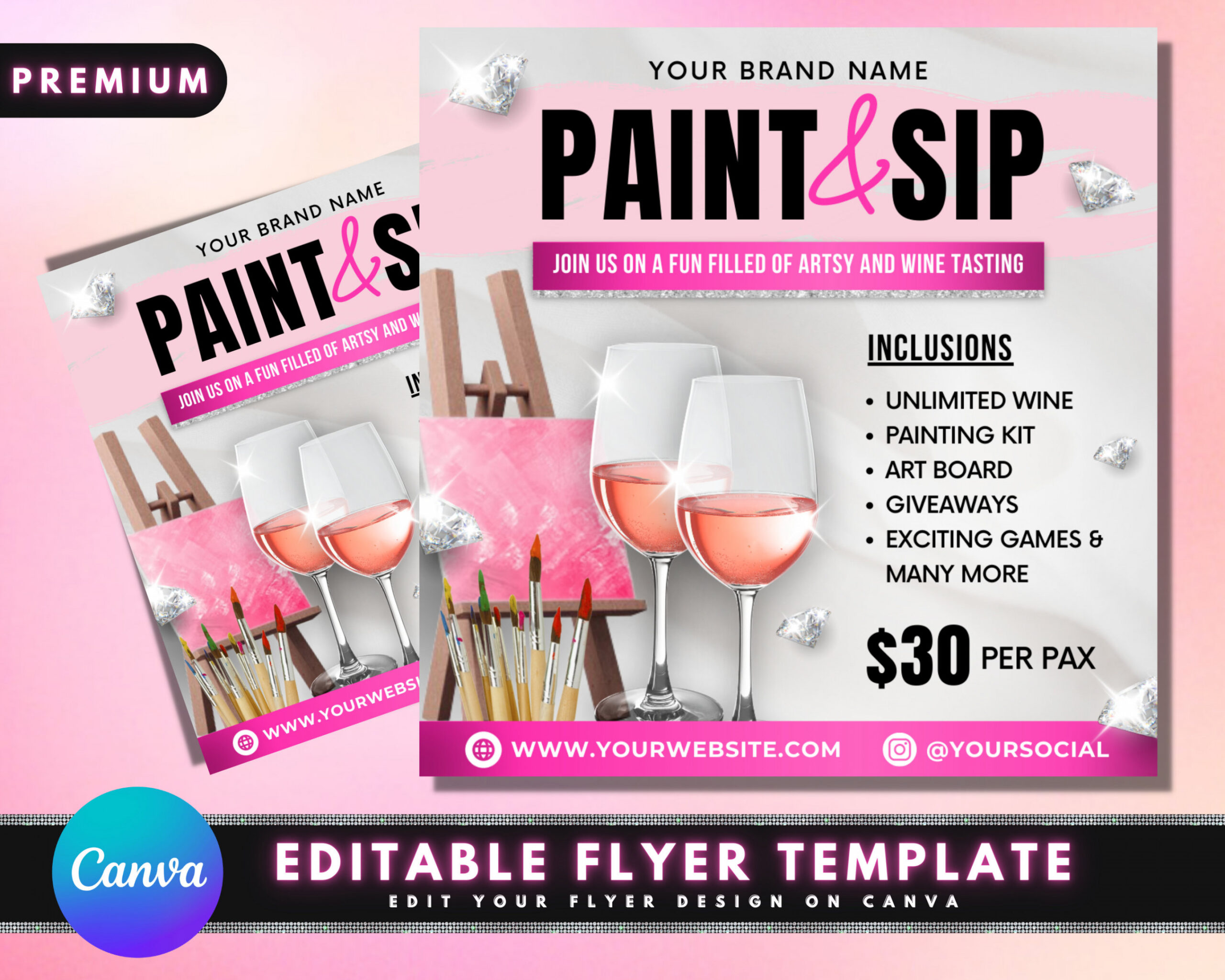 Sip and Paint Flyer DIY Flyer Design Vorlage Paint und Sip - Etsy