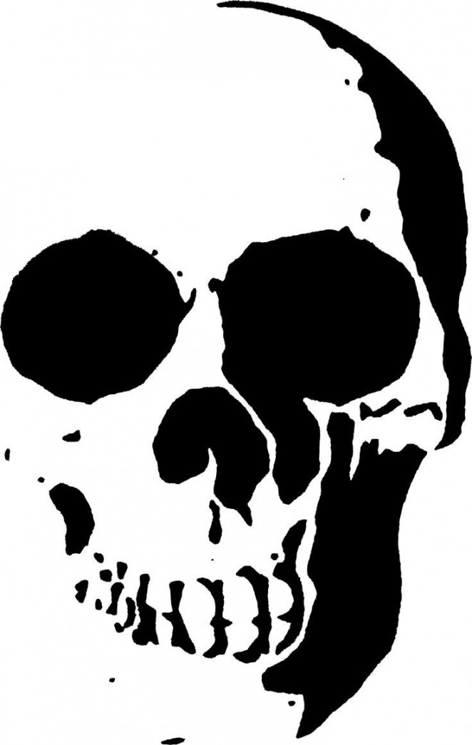 Skull in B&W ~  Skull stencil, Skull art, Silhouette stencil