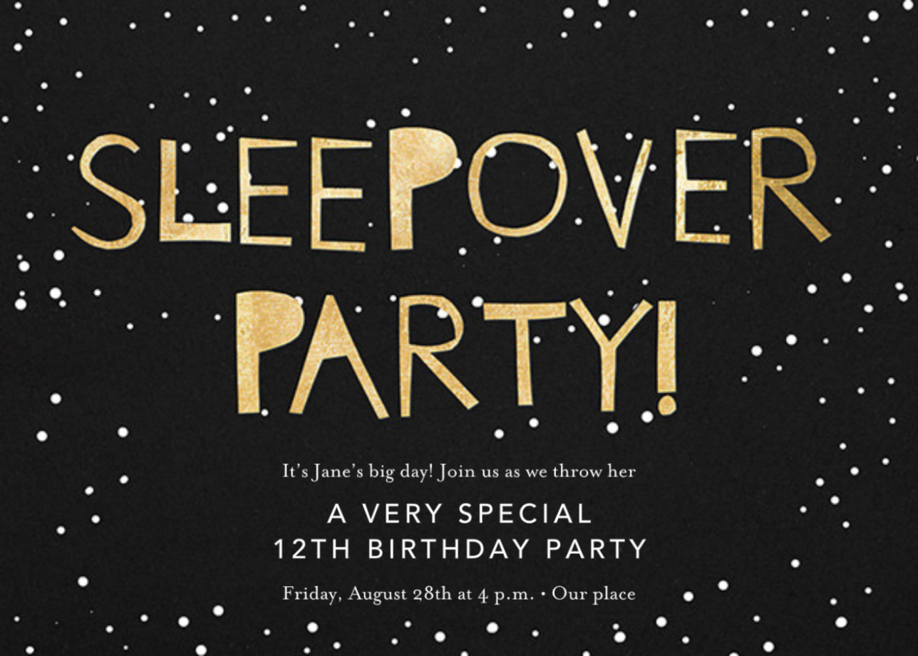 Sleepover - Birthday Invitation  Send online instantly  RSVP