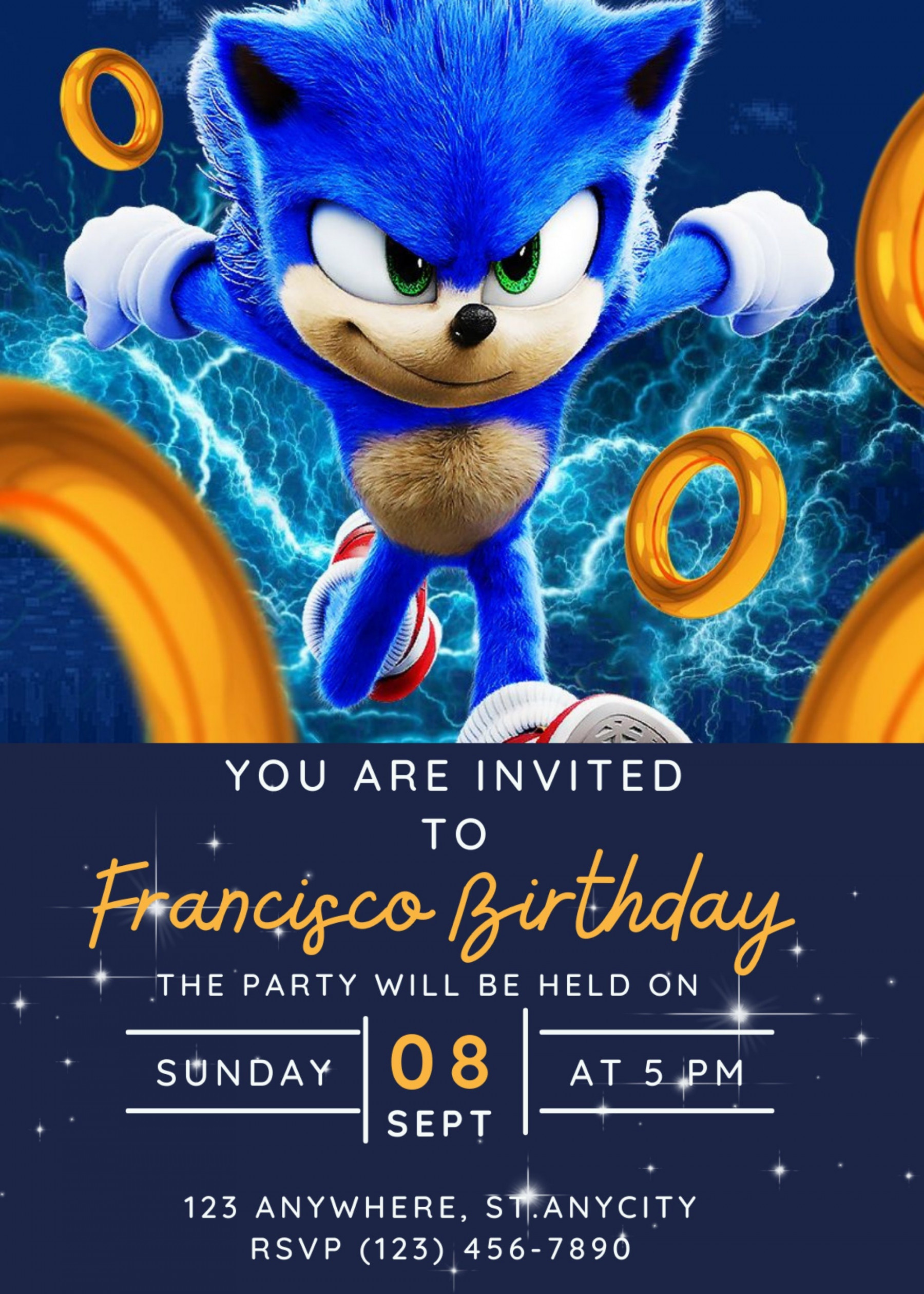 Sonic the Hedgehog Birthday Invitation Kids Online - Etsy UK