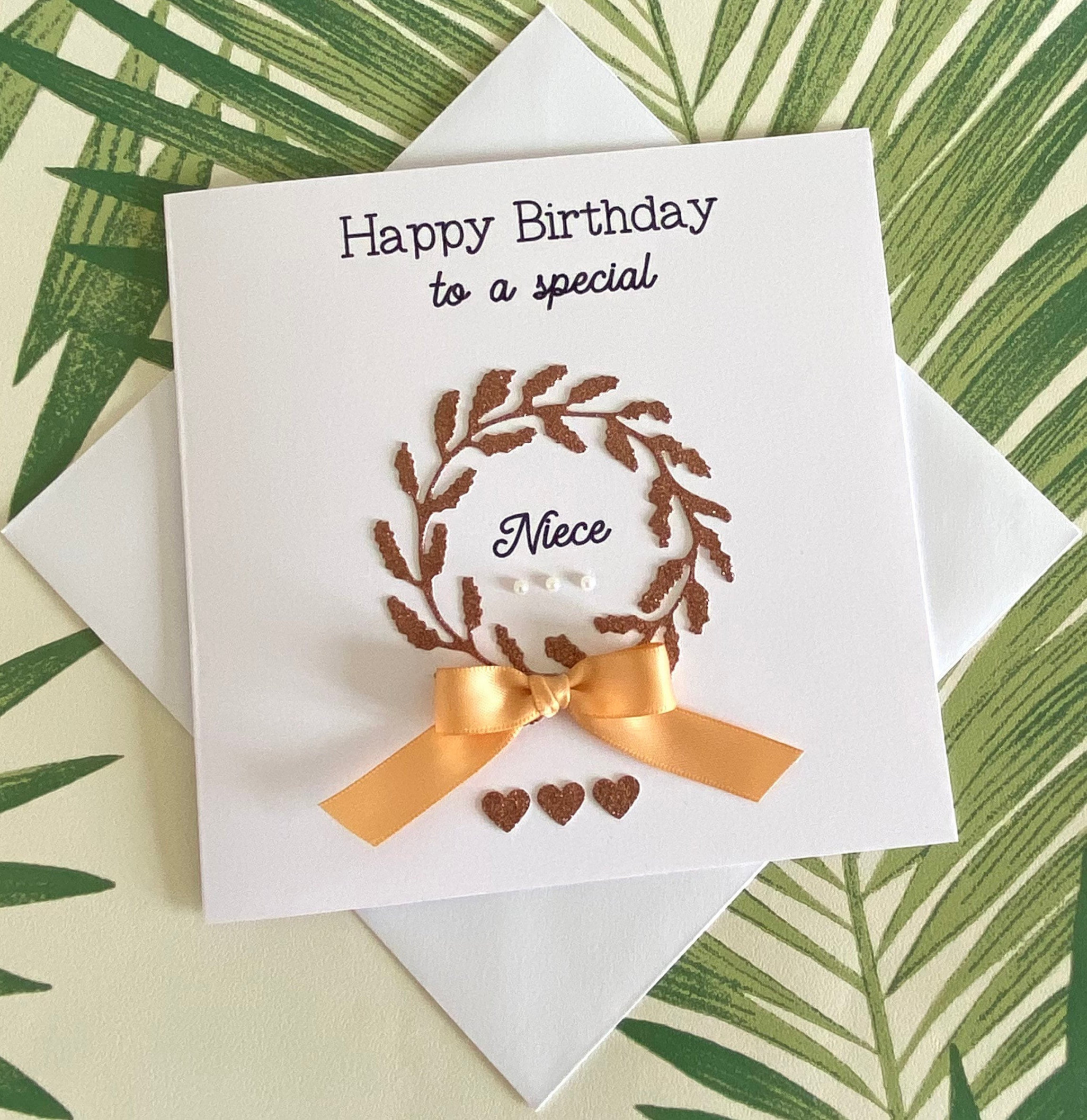 Special Niece Birthday Card Rose Gold Glitter Wreath Satin - Etsy