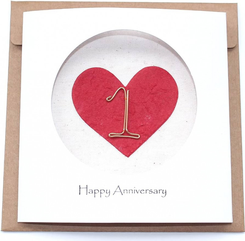 st Wedding Anniversary Card for Him and Her, Handmade Anniversary Card for  Wife, Husband, Couple (st