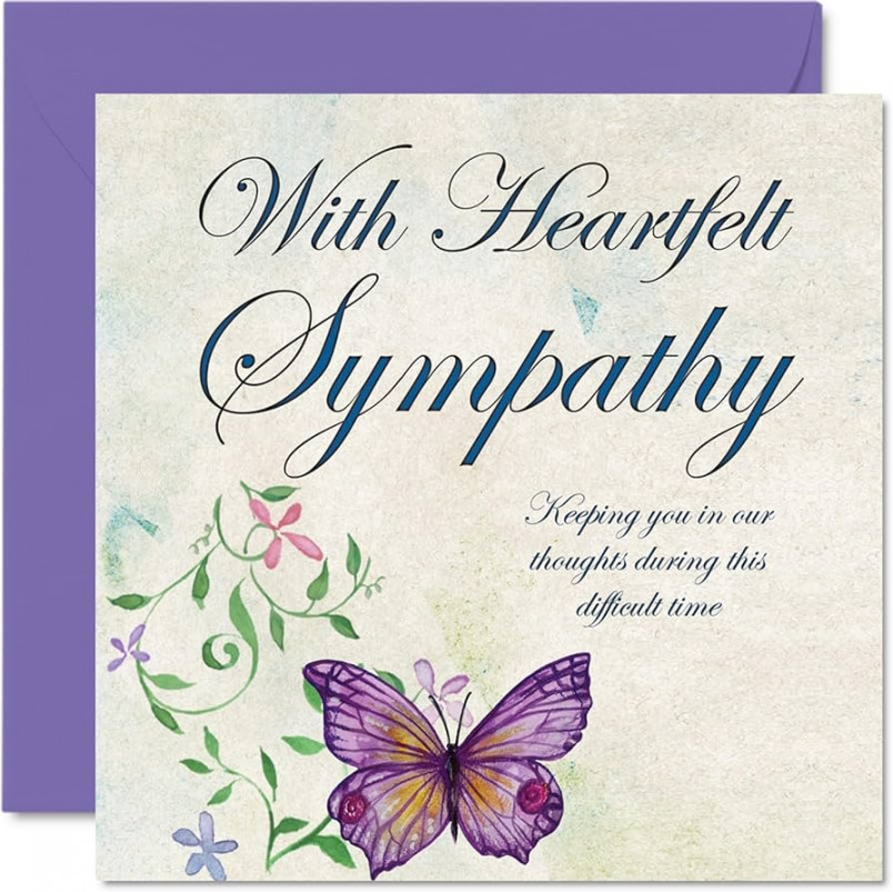 Stuff Sympathy Cards Thinking of You Card - Heartfelt Sympathy Card -  Sympathy Card with Butterfly Flowers Sympathy Cards for Adults Sorry For  Your