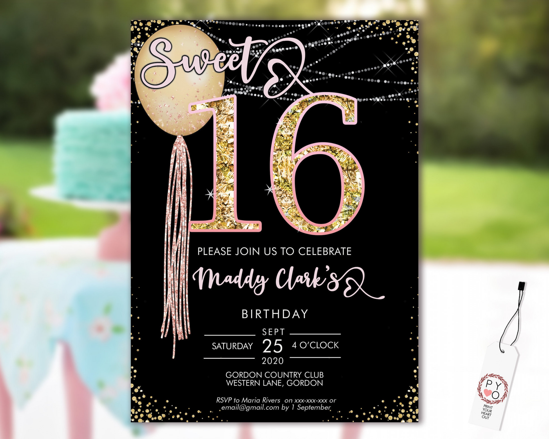 Sweet  Party Invitation Printable Template Black Editable - Etsy