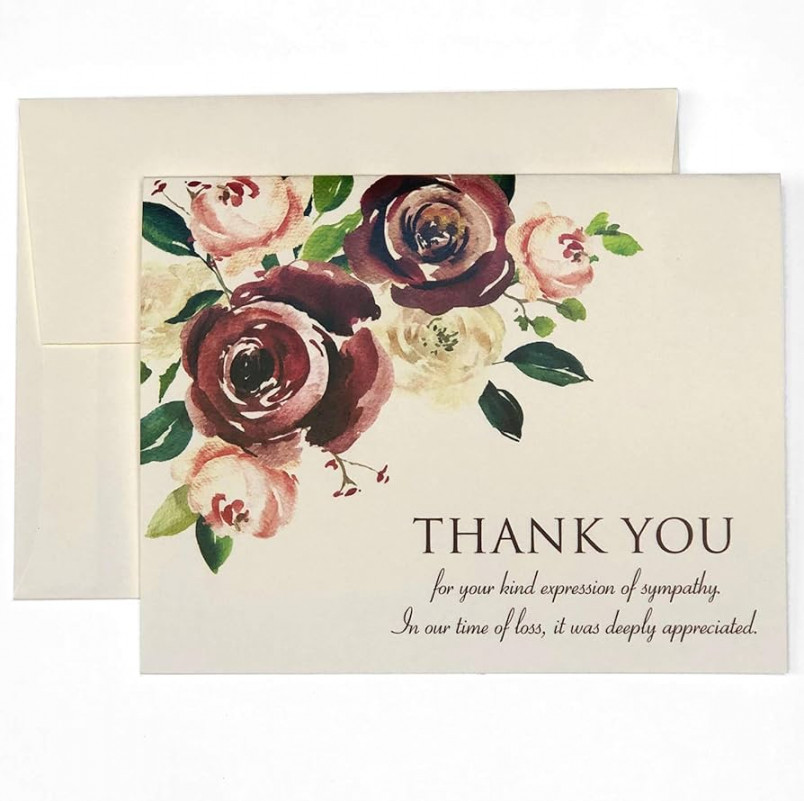 Sympathy Cards with Envelopes, Sympathy Thank You,  Folding Cards with  Sympathy Gift, Thank You Cards for Mourning