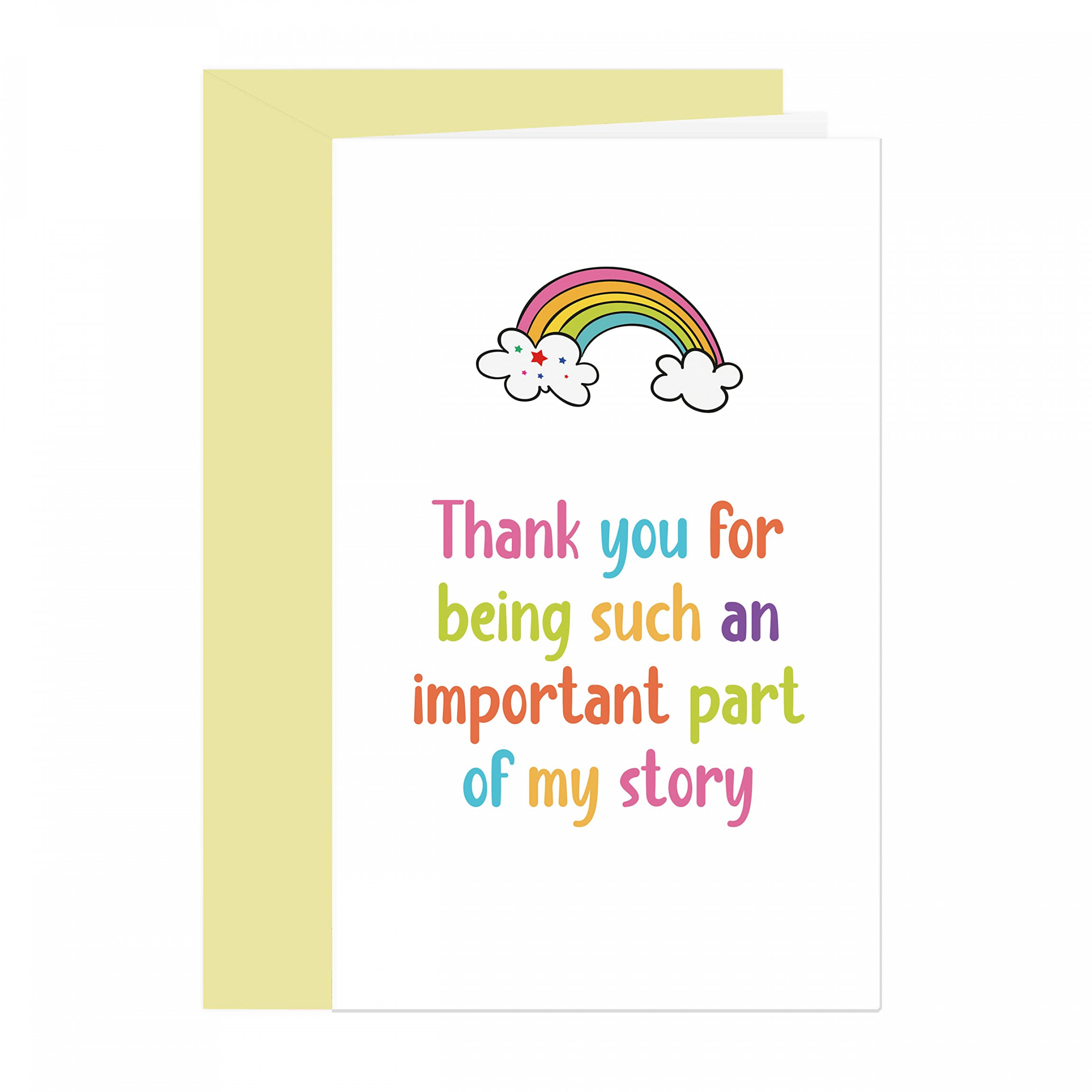 Teacher Thank You Card, Rainbow Teaching Assistant Appreciation Greeting  Card, Thank You for Being Such an Important Part of My Story