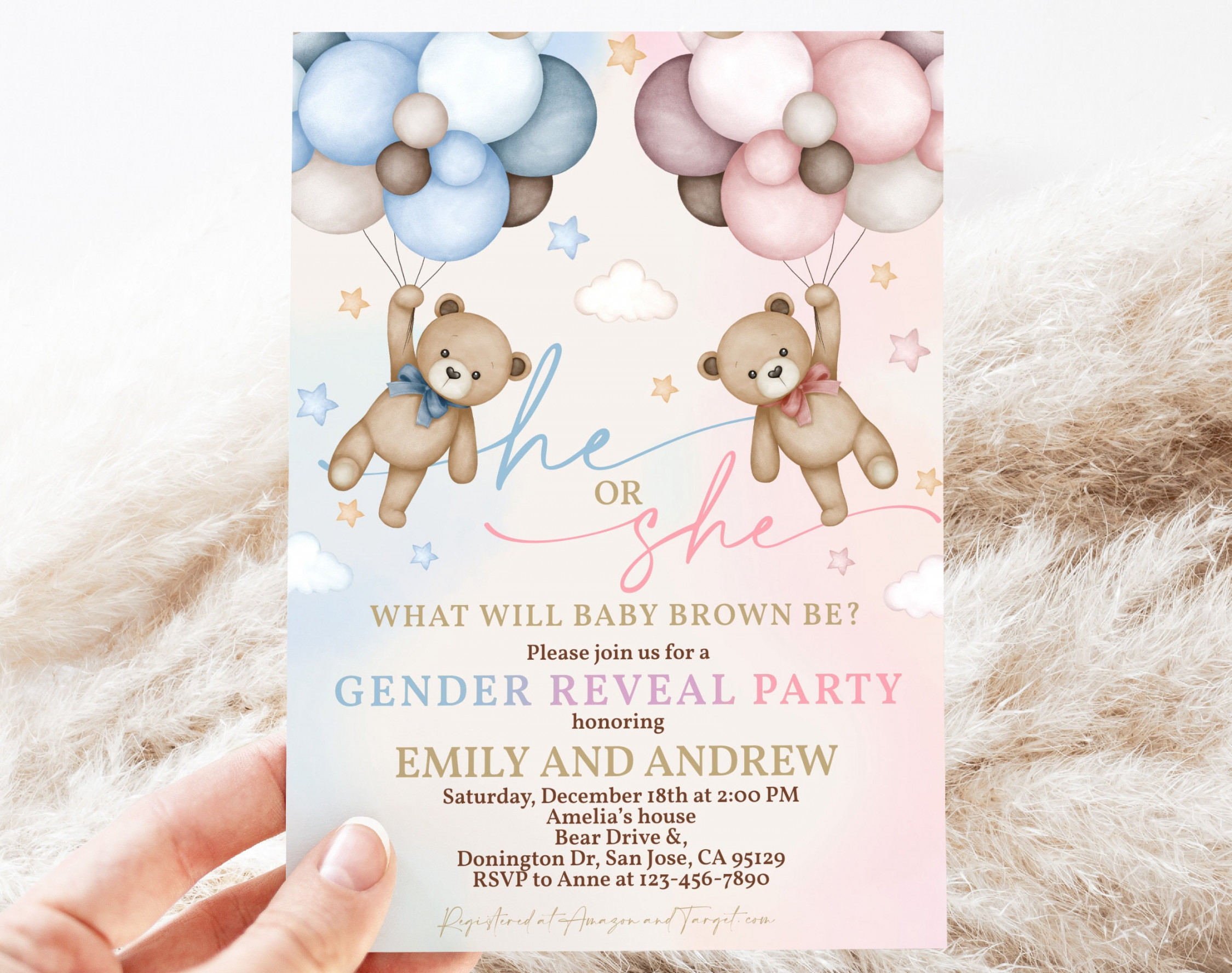 Teddy Bear Gender Reveal Einladung Gender Neutral Lädt Boho - Etsy