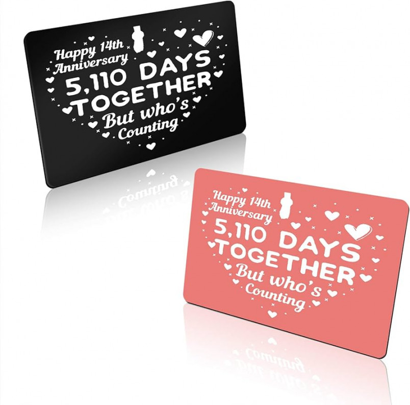 th Anniversary Card Gifts for Him and Hers Engraved Wallet Card