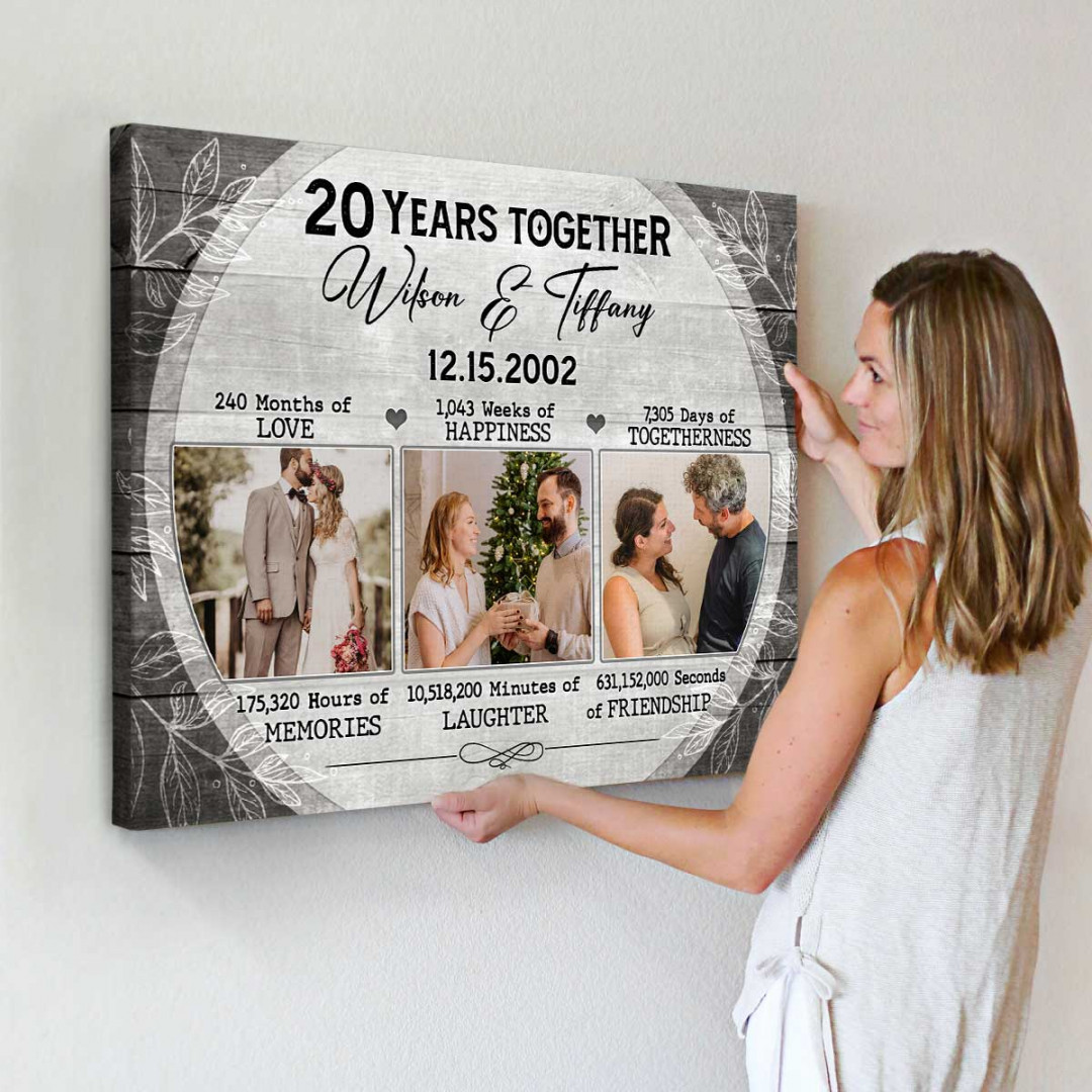 th Anniversary Gift Custom Photo Canvas, Personalised th