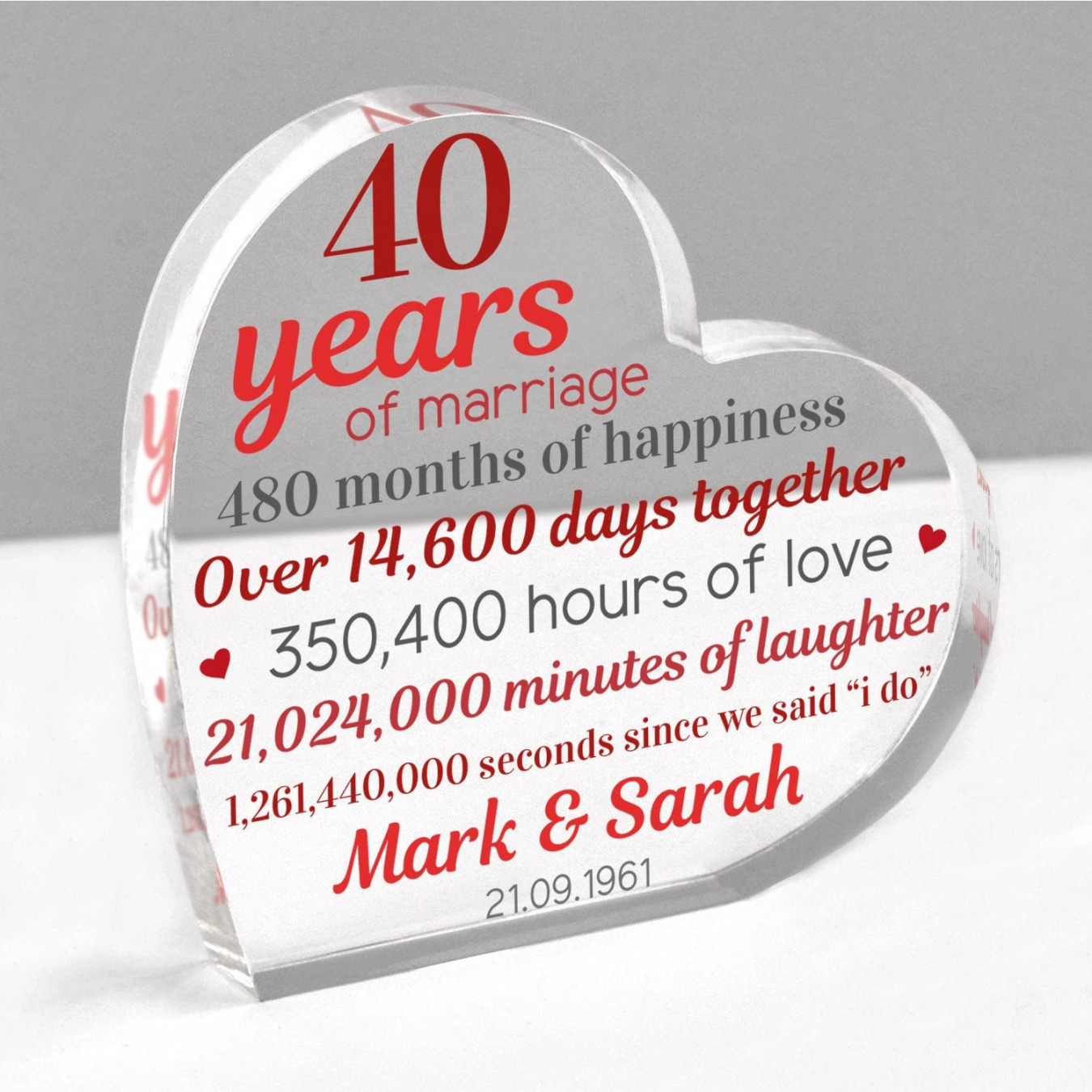 th Wedding Anniversary Gift Personalised Ruby Wedding - Etsy