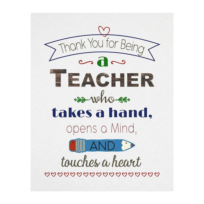 “Thank You For Being A Teacher”- Uplifting Quotes Wall Art-  x " Modern  Inspirational Poster Print- Ready to Frame