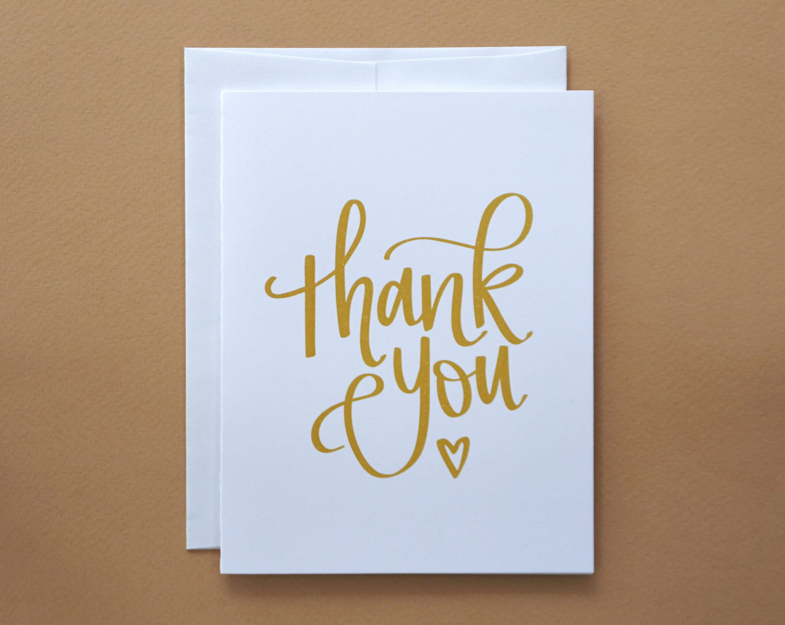 Thank you / Greeting Card / Hand lettering / Thank you Card / Thanks /  Thank you Gift / Gold / Calligraphy / Heart / Friendship Card