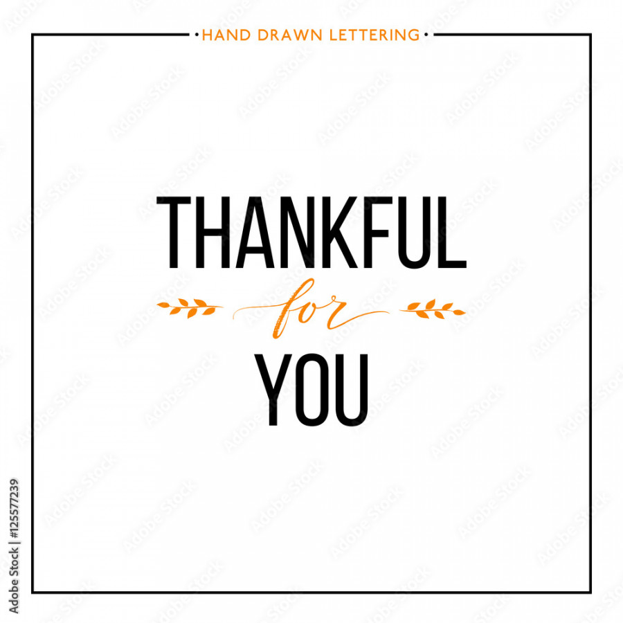 Thankful for you text with orange leaves isolated on white