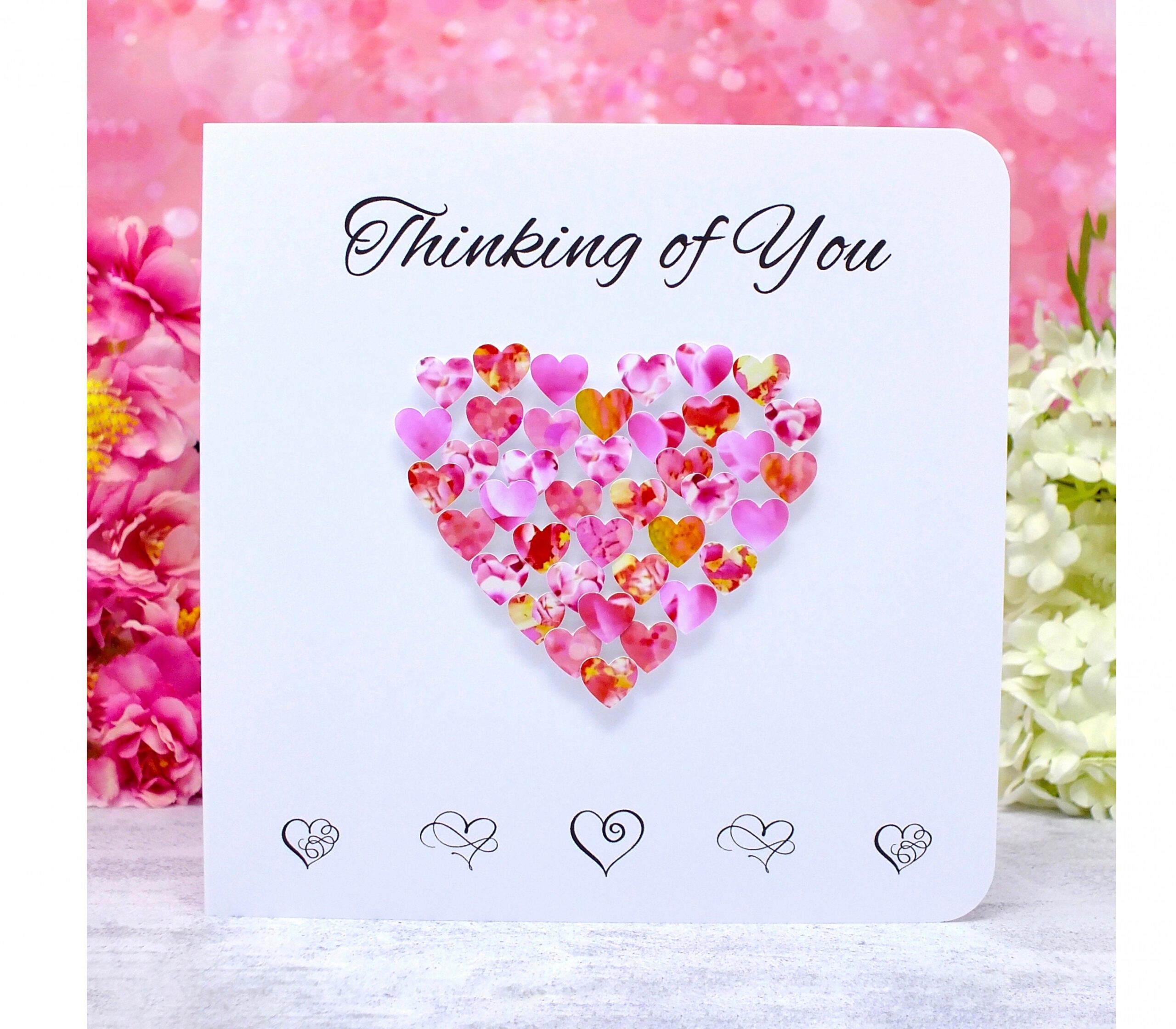 Thinking of You Card Handmade Heart Cards Personalised - Etsy