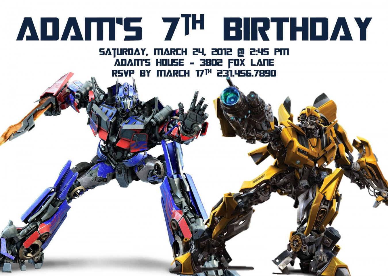 Transformers Birthday Invitation Template  Transformers birthday