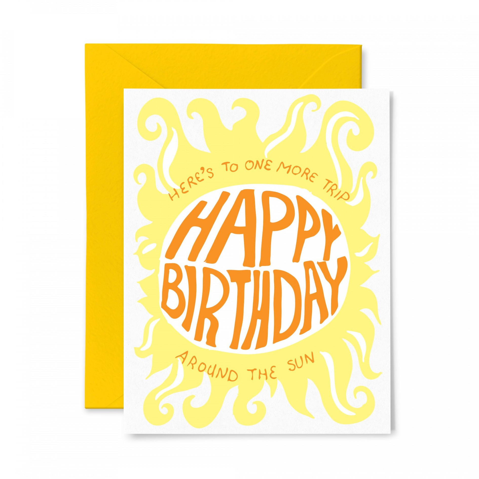 Trip Around the Sun  Birthday  Letterpress Greeting Card – Color