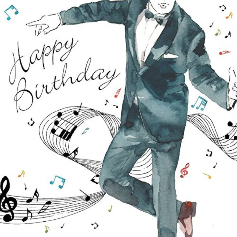 Twizler Happy Birthday Card for Him with Silver Foil & Unique Watercolour  Effect - Birthday Card for Men - Birthday Card Men - Music Birthday Card